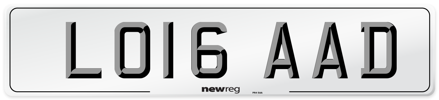 LO16 AAD Number Plate from New Reg